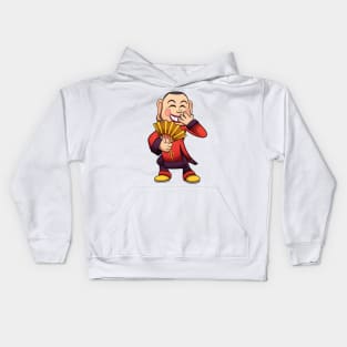 Man With Chinese Smiling Mask Kids Hoodie